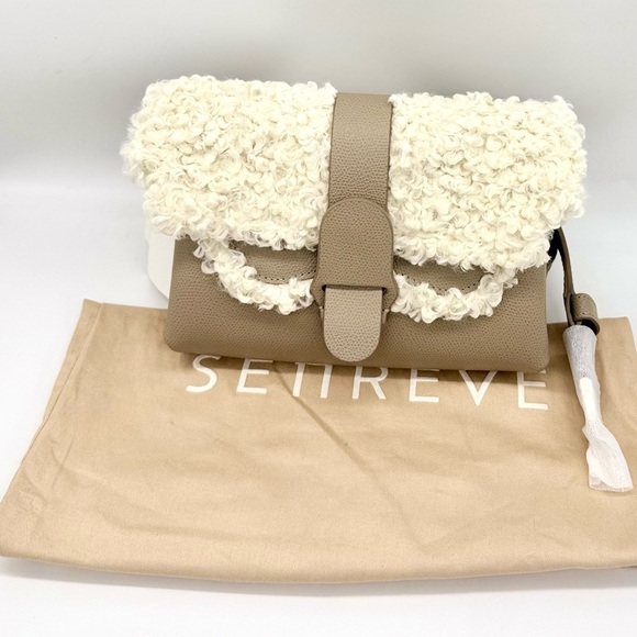 SENREVE Apres Aria Tan Leather & Faux Shearling Crossbody/Belt Bag NWT - Picture 3 of 10